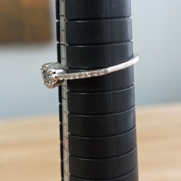 RING 14K White gold Sapphire and Diamond Cocktail ring size 6.5 - Picture 4 of 9